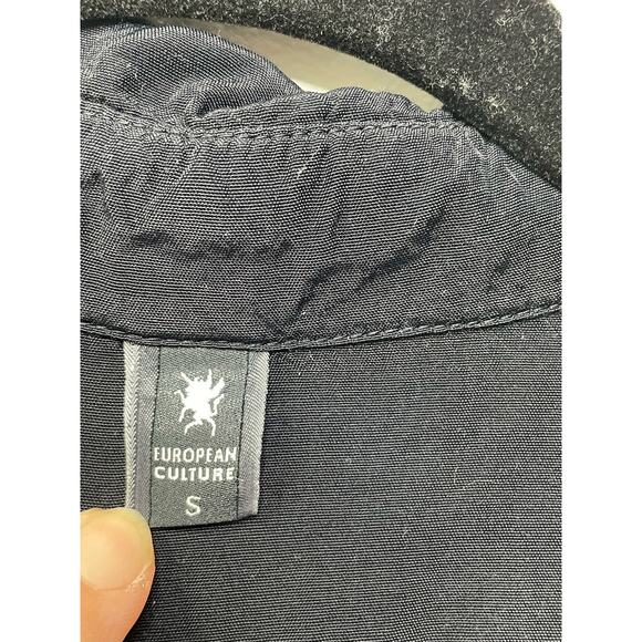 European Culture Button Front Wide Leg Jumpsuit Short Sleeve Collared Black S - Picture 4 of 14